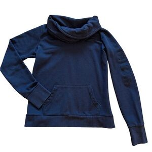 Bench Navy Blue Women's Sweatshirt. Logo on sleeve. Fold Down Neck.